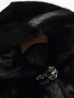 Eudora™ | Black hooded fur swing coat