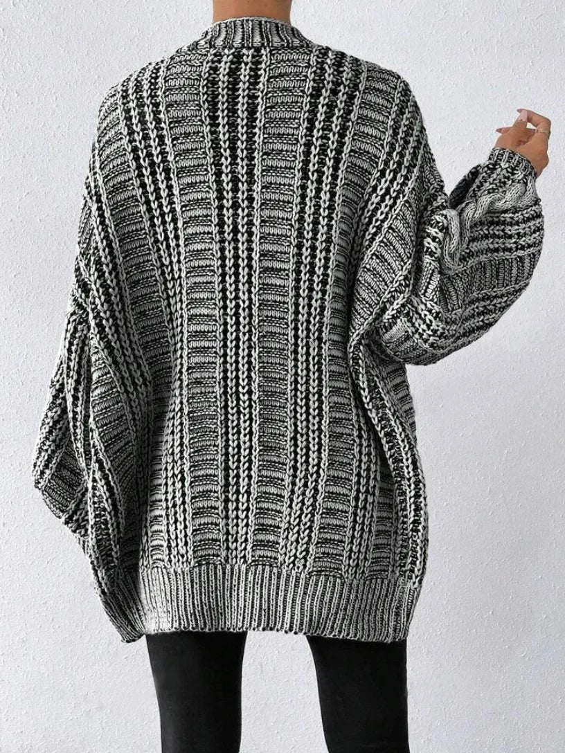 Hortense™ | Cable-Detail Buttoned Oversized Cardigan