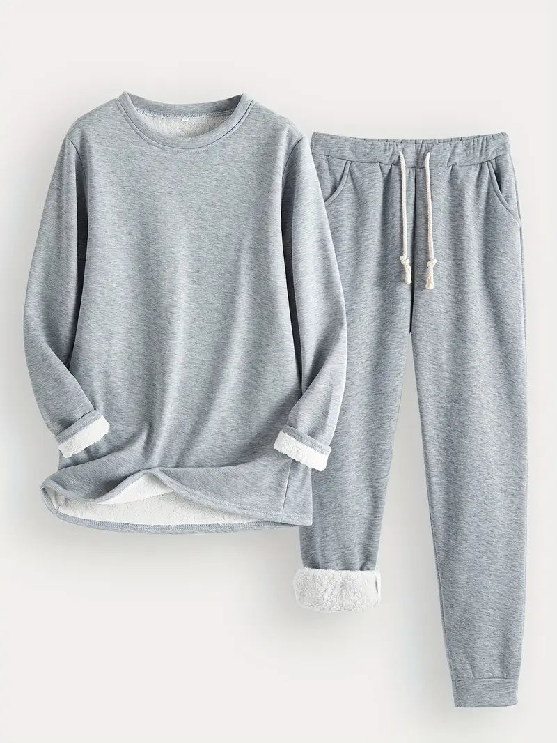 Dominika™ | Plush-lined cuffed sweatshirt jogger set