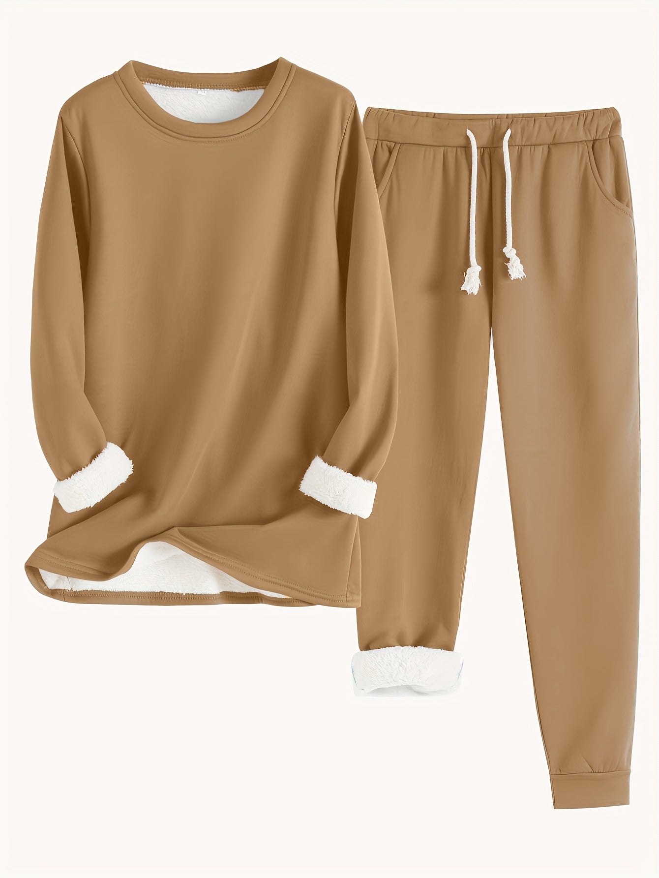 Dominika™ | Plush-lined cuffed sweatshirt jogger set