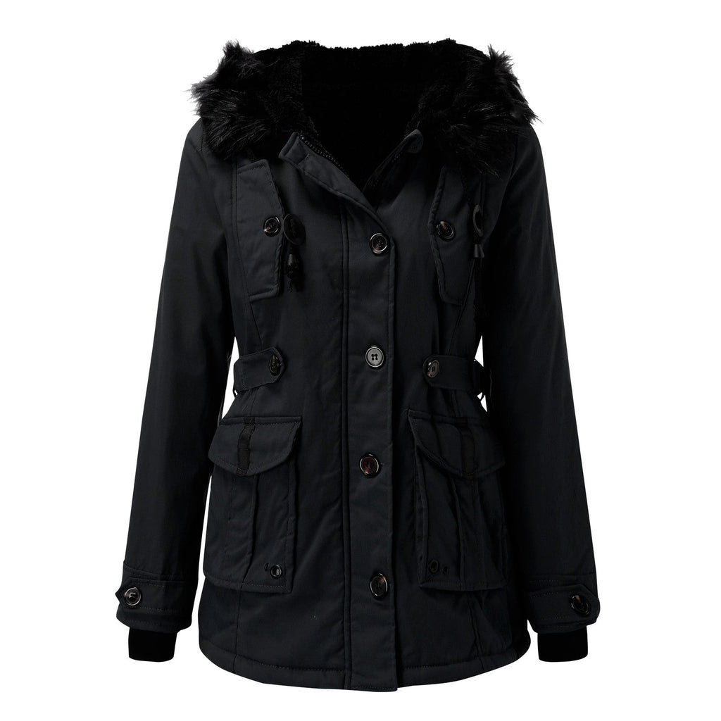 Insulated Faux-Fur Hooded Slim-Fit Parka Jacket