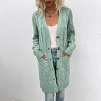 Kiana™ | Cable-Knit Buttoned Mid-Length Cardigan