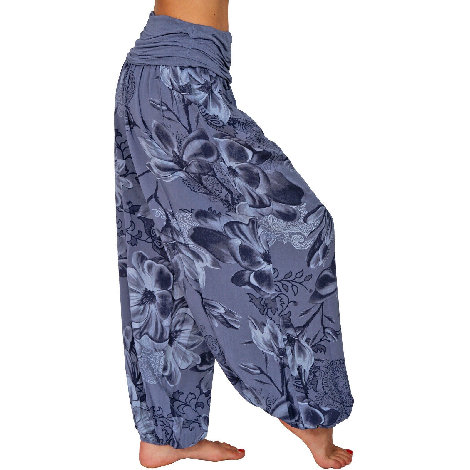 Elegant Floral Smocked Harem Pants