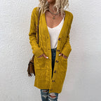 Kiana™ | Cable-Knit Buttoned Mid-Length Cardigan