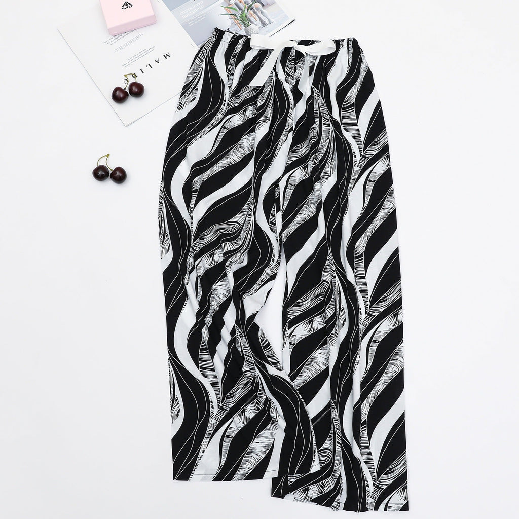 Bandana Paisley Print Wide-Leg Drawstring Pants