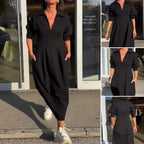 Elegant V-Neck Collared Dress