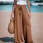 Casual High-Waist Drawstring Wide-Leg Beach Pants