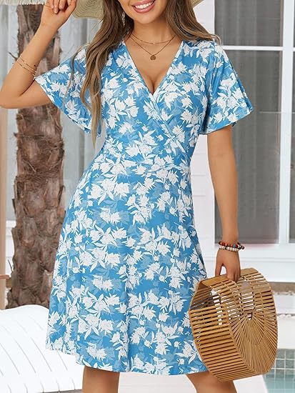 Elegant Floral V-Neck Wrap Dress