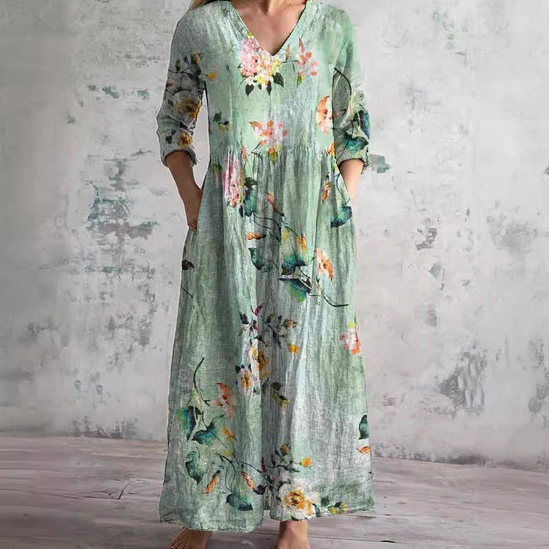 Breathable Comfort Floral Print Maxi Dress