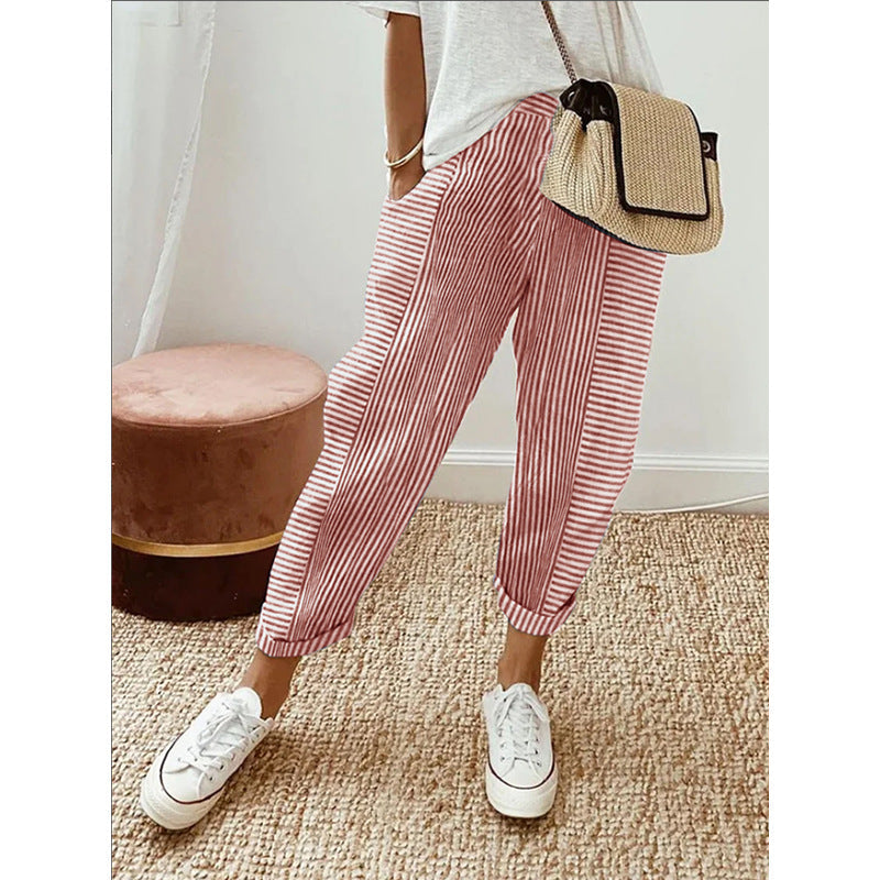 Retro Floral Print Short-Sleeve Pants