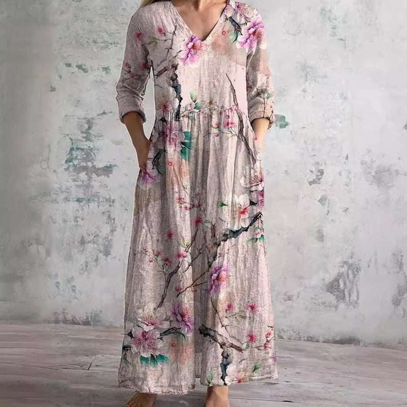 Breathable Comfort Floral Print Maxi Dress