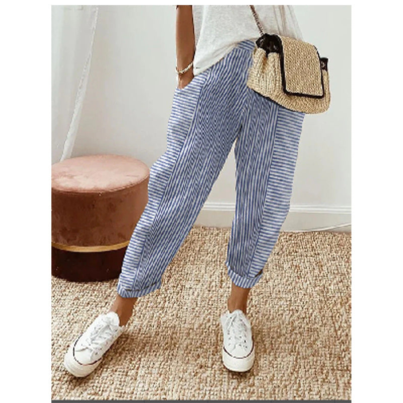 Retro Floral Print Short-Sleeve Pants
