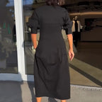 Elegant V-Neck Collared Dress