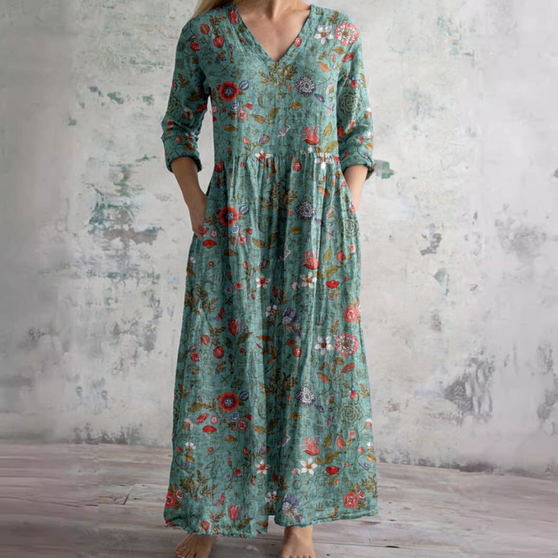 Breathable Comfort Floral Print Maxi Dress