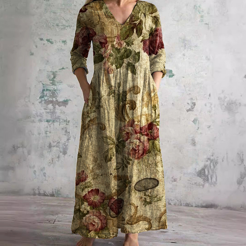 Breathable Comfort Floral Print Maxi Dress