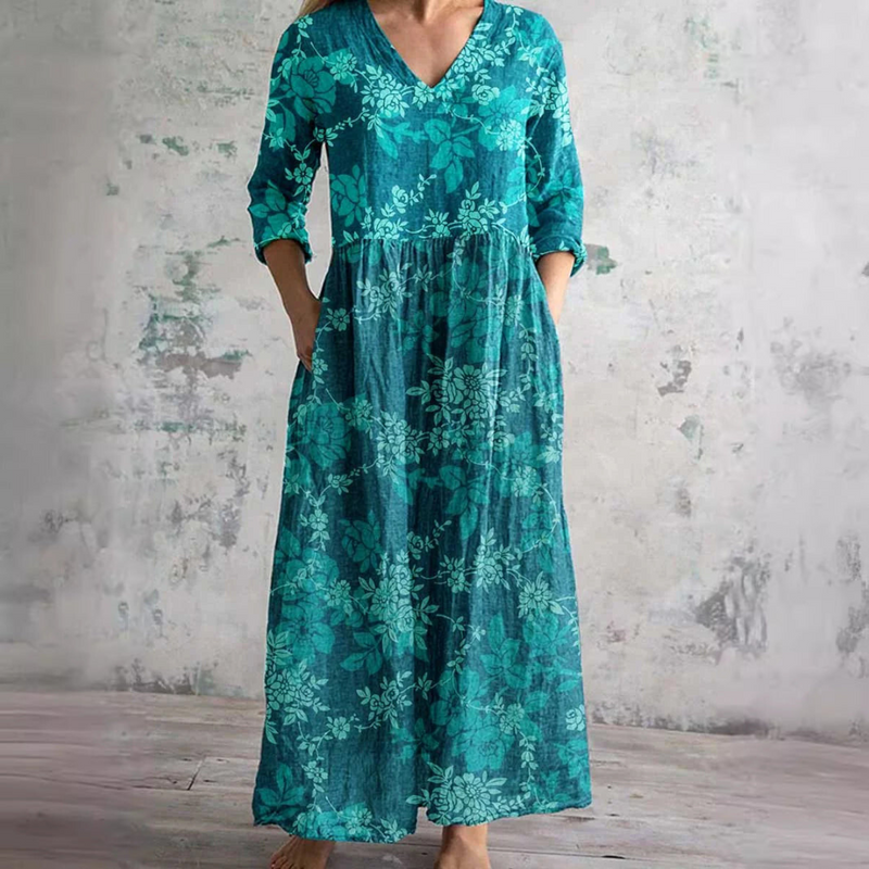 Breathable Comfort Floral Print Maxi Dress