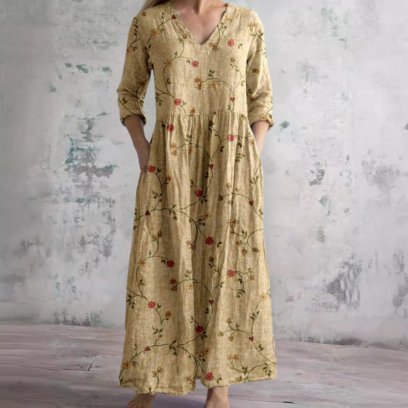 Breathable Comfort Floral Print Maxi Dress