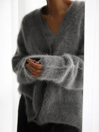 Fortunata™ | Fluffy V-neck button cardigan