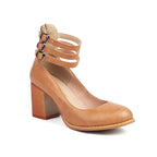 Eye-Catching Vibrant Triple-Strap Block Heel Pumps