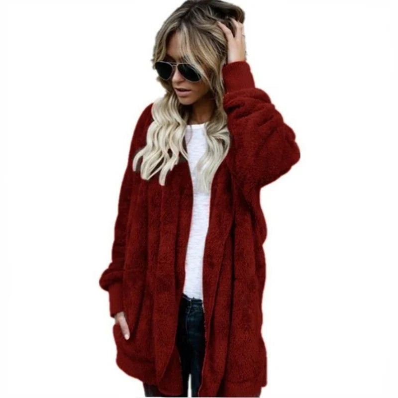 Evie™ | Plush Open-Front Teddy Cardigan