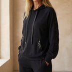 Chic Comfortable Sequin-Trim Hoodie & Jogger Set