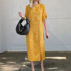 Classic Side-Buttons Midi Dress