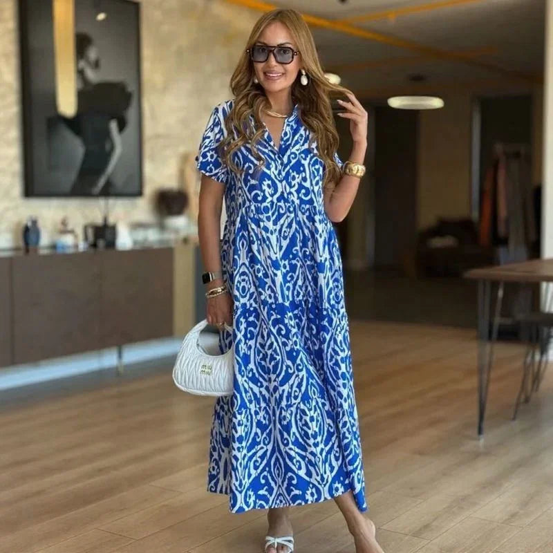 Artistic Floral Tiered Maxi Dress