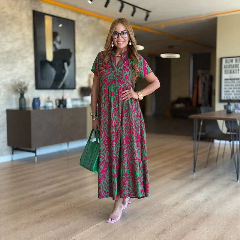 Artistic Floral Tiered Maxi Dress