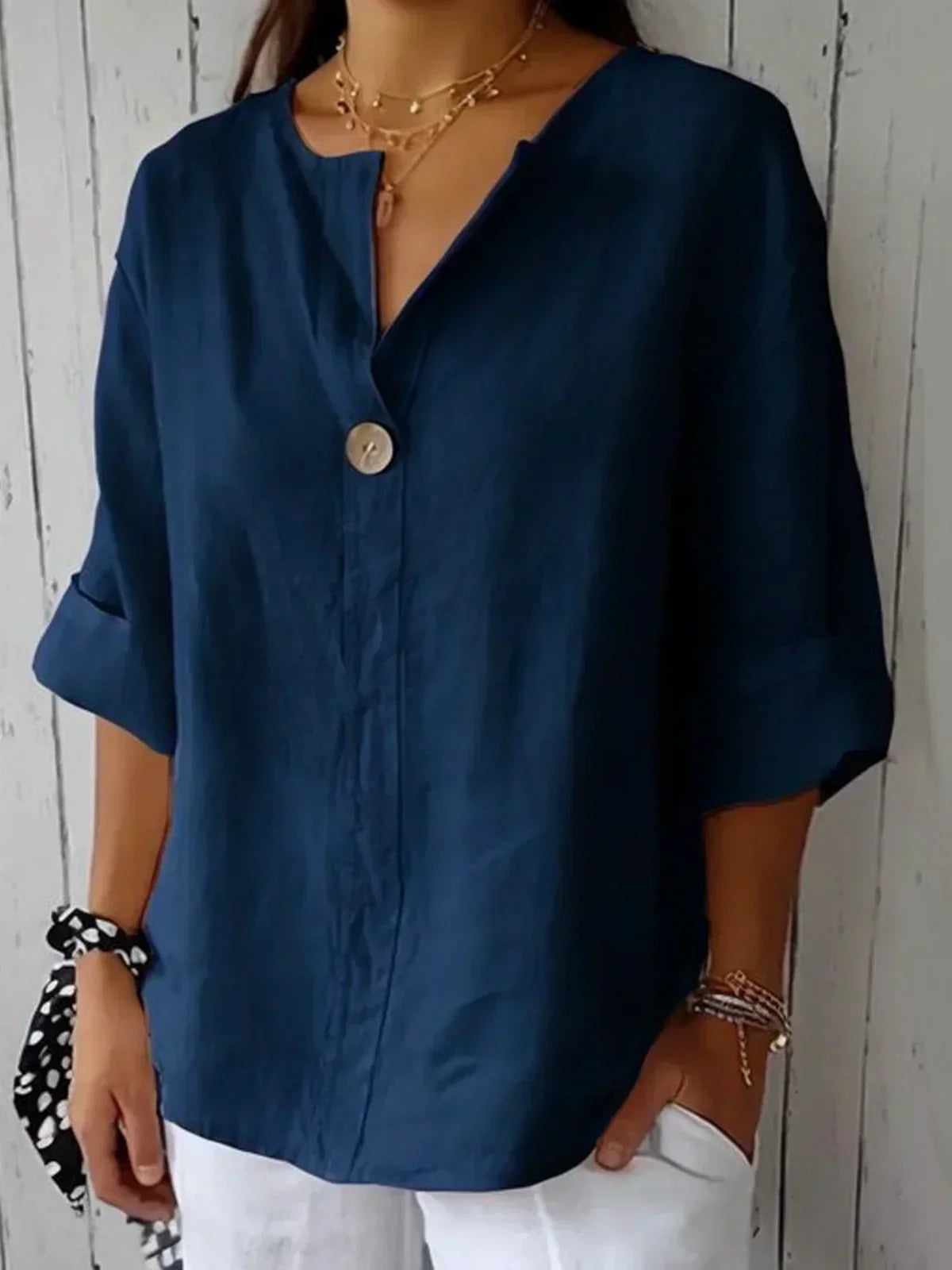 Charming V-Neck Smocked Puff Sleeve Blouse