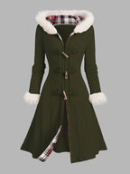 Tala™ | Cable-Knit Faux-Fur Trim Hooded Coat