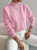 Roslyn™ | Ribbed-Trim Long-Sleeve Mock-Neck Sweater