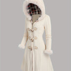Tala™ | Cable-Knit Faux-Fur Trim Hooded Coat