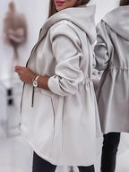 Valentina™ | Zip-Front Drawstring-Waist Hooded Parka Coat