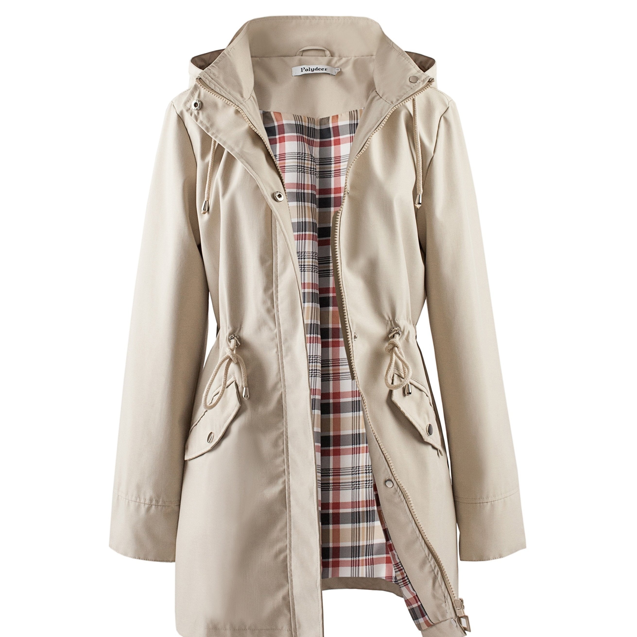 kouky™ | Waterproof Plaid-Lined Drawstring-Waist Parka Coat