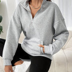 Violetta™ | Soft Fleece Kangaroo-Pocket Half-Zip Sweatshirt