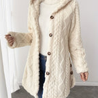 Alba™ | Cable-Knit Plush Hooded Cardigan