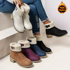 Mirella™ | Sherpa-cuff buckled side-zip heeled ankle boots