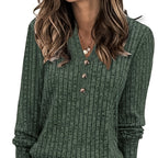 Wendy™ | Ribbed Knit Button-Front Henley Sweater