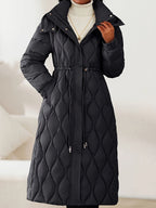 Lila™ | Quilted Drawstring Longline Puffer Coat