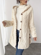 Alba™ | Cable-Knit Plush Hooded Cardigan