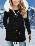 Tiara™ | Plush-Hood Drawstring-Waist Parka Coat