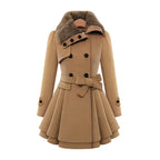 Cordelia™ | Faux-fur collar belted fit-and-flare coat