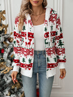 noelle™ | Festive Reindeer-Print Hooded Zip-Up Hoodie