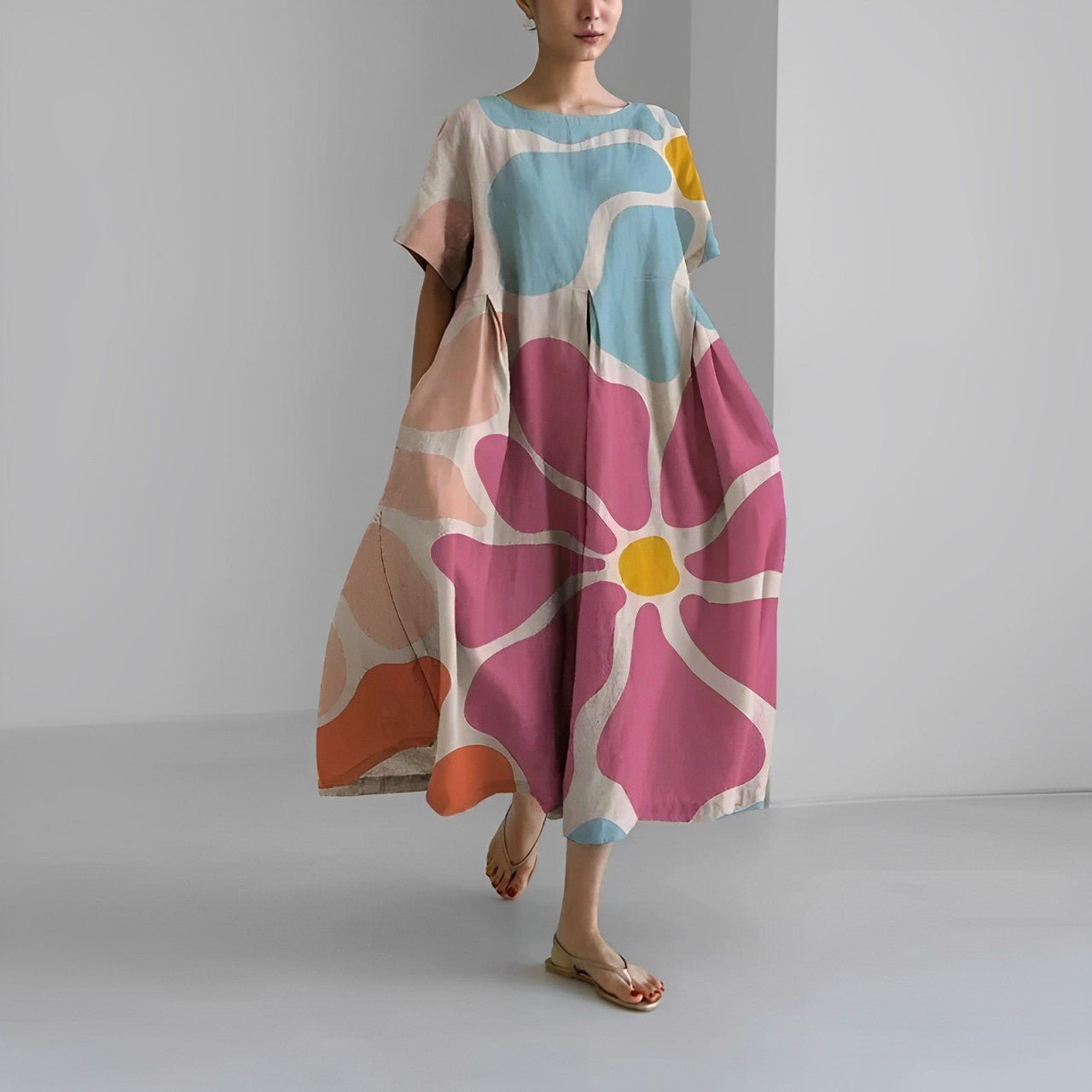 Artistic Floral Oversized Maxi Dress