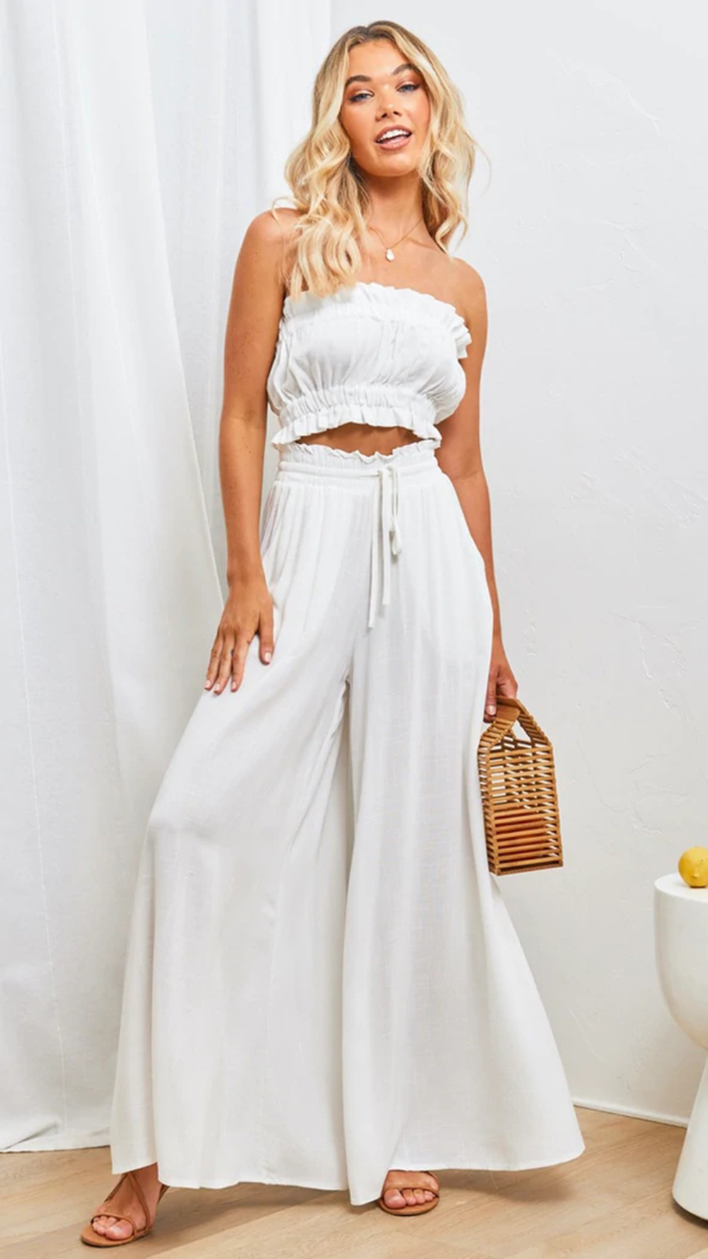 Boho Floral Print High-Waist Wide-Leg Pants