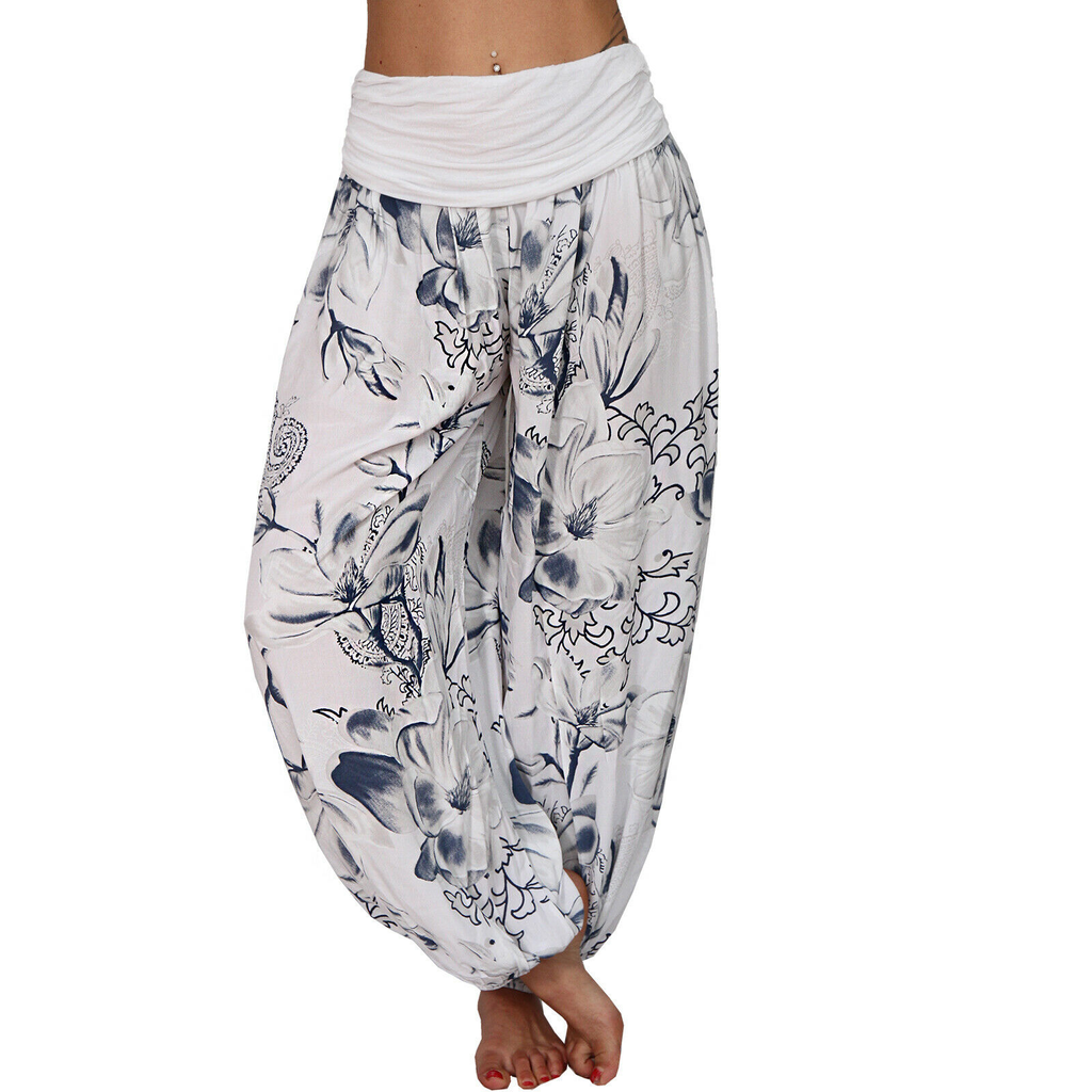 Elegant Floral Smocked Harem Pants