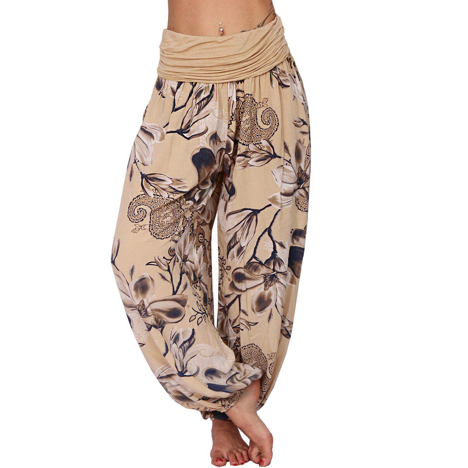 Elegant Floral Smocked Harem Pants