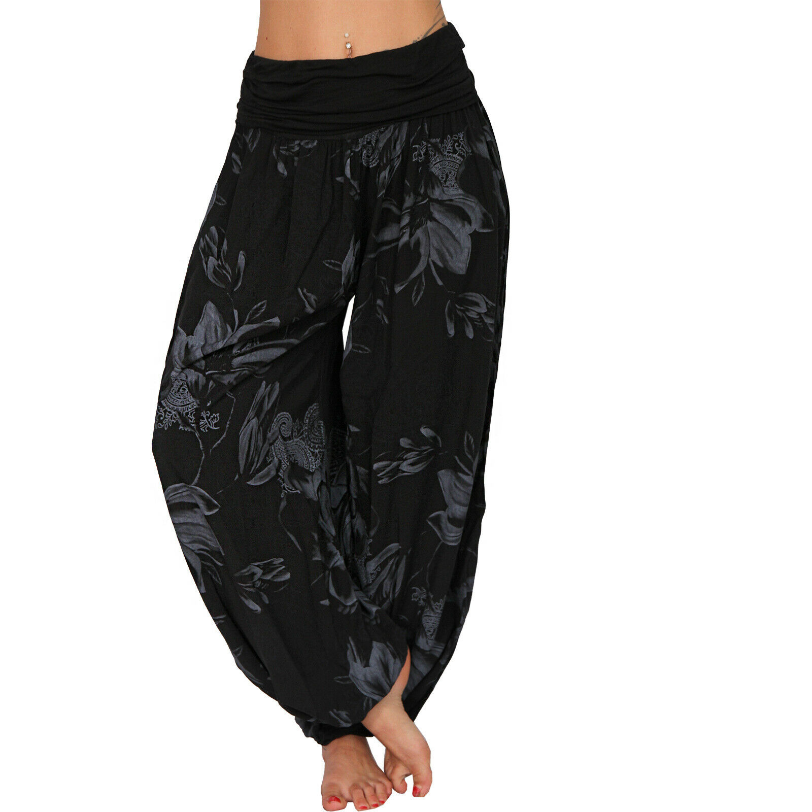 Elegant Floral Smocked Harem Pants