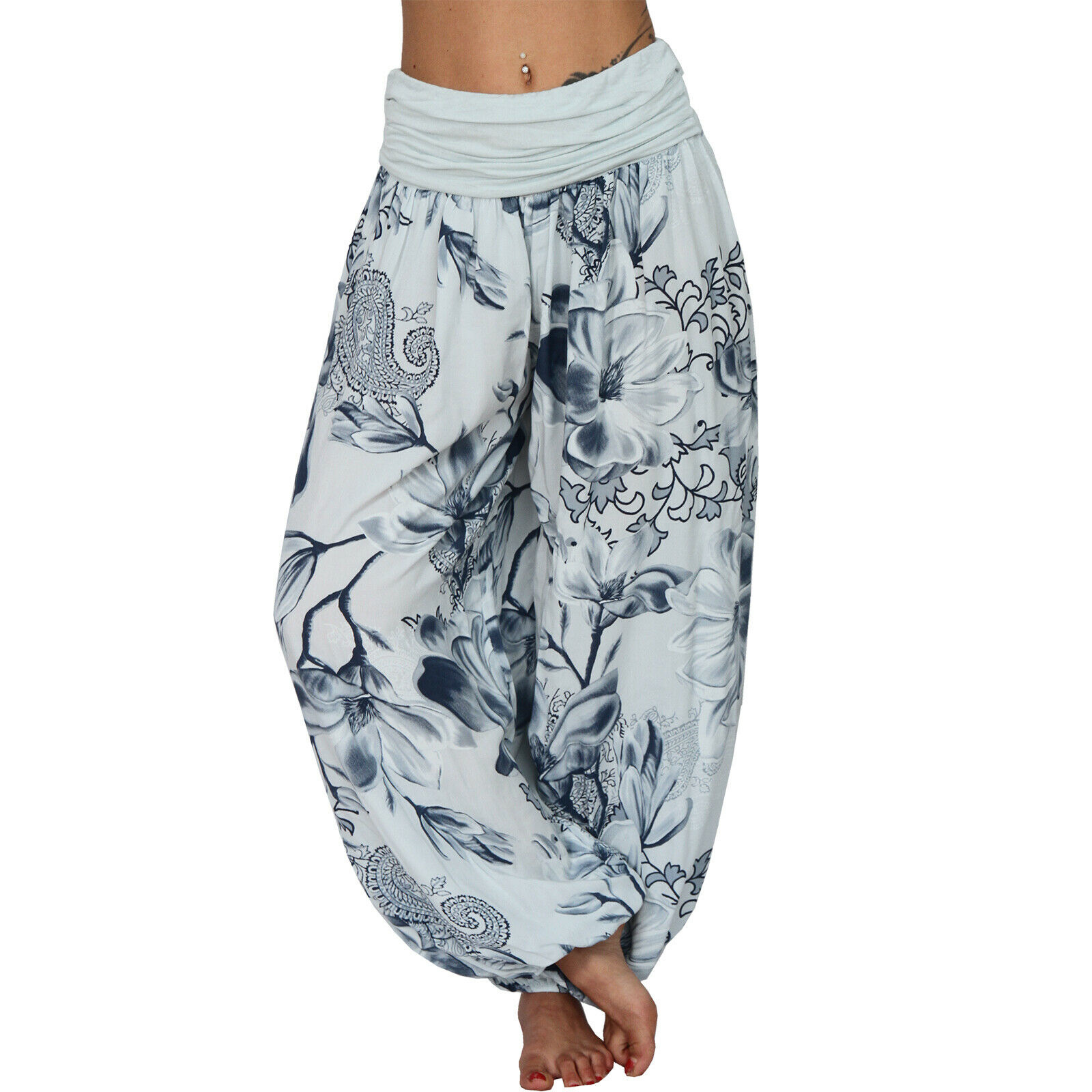 Elegant Floral Smocked Harem Pants