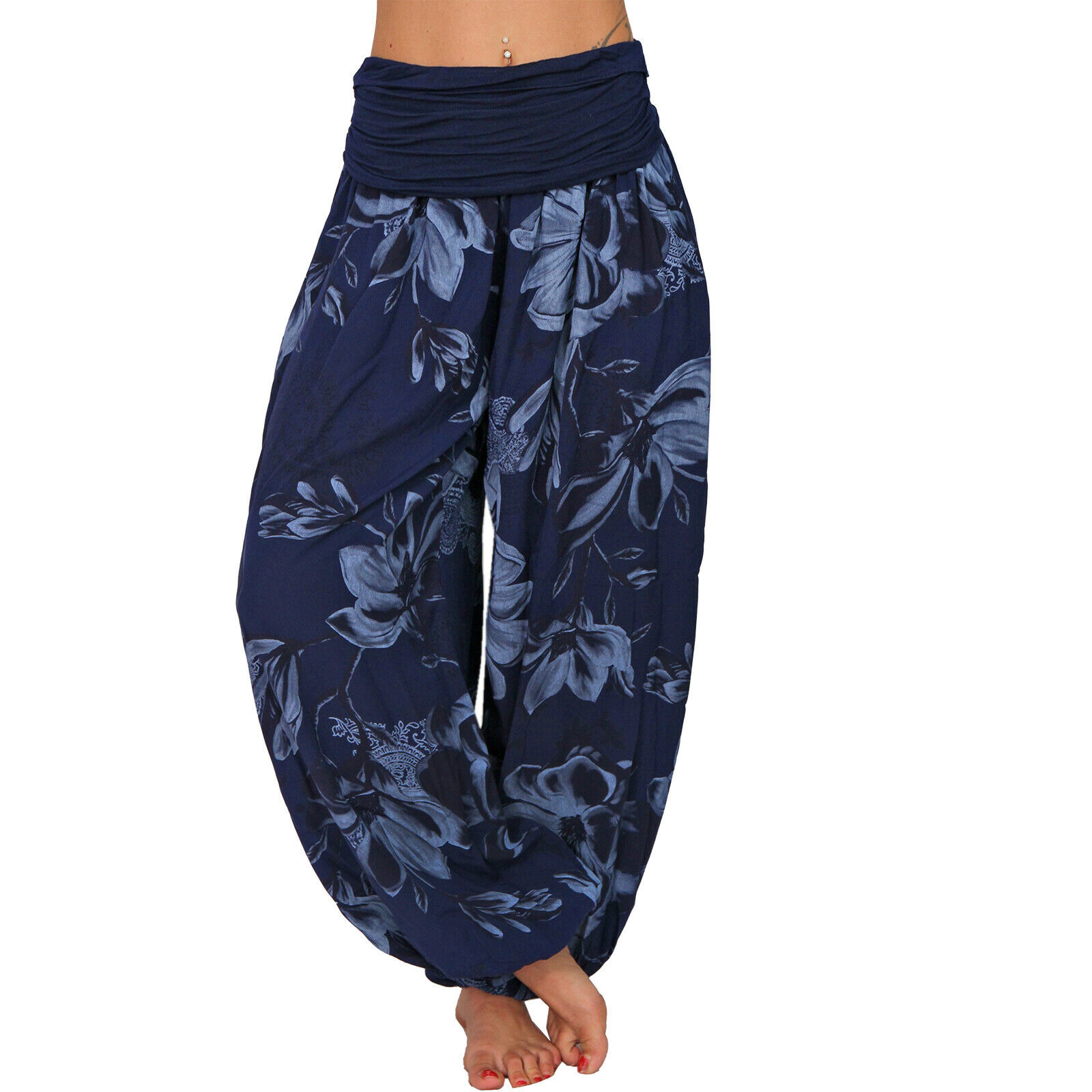 Elegant Floral Smocked Harem Pants